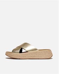 Fitflop - F-Mode Espadrille Leather Flatform Cross Slides - Lyst