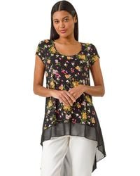 Roman - Floral High Low Hem Top - Lyst