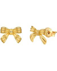 The Jewellery Stockroom - Plated Sterling Ribbed Bow Stud Earrings - Lyst