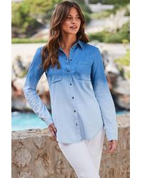 Sosandar - Ombre Relaxed Fit Longline Denim Shirt - Lyst
