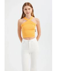 Hiccup - Halter Neck Cross Front Crop Top - Lyst