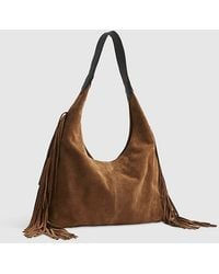 River Island - Slouch Shoulder Bag Suede Fringed Leather - Lyst