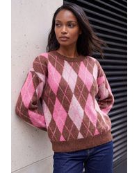 Roman - Soft Knit Argyle Jumper - Lyst
