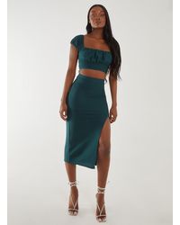 Pink Vanilla - Textured Jersey Midi Skirt - Lyst