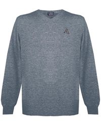 Aquascutum - Long Sleeved/V-Neck Knitwear Jumper With Logo - Lyst