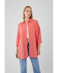 MixRay - Overmaatse Overhemd Met Lange Mouwen Van Poplin - Lyst