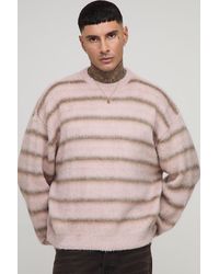 BoohooMAN - Tall Oversized Boxy Brushed Ombre Stripe Knitted Sweater - Lyst