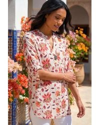 Roman - Floral Print Button V-Neck Tunic Top - Lyst