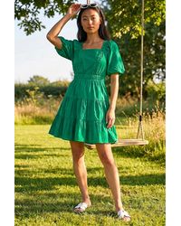 Roman - Petite Dobby Puff Sleeve Dress - Lyst