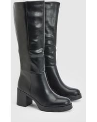 Faith - Sealia Faux Leather Medium Block Heel High Leg Boots - Lyst