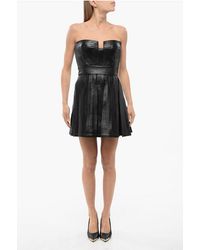 Balmain - Leren Bustierjurk Met Geplooide Rok - Lyst