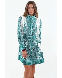 Msn-Collection - Printed Belted Mini Dress - Lyst