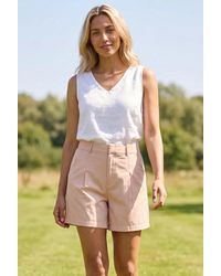 Benetton - Pure Cotton Pleat Front Shorts - Lyst