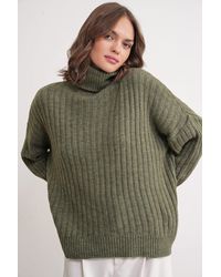 MixRay - Oversized Geribbelde Coltrui - Lyst