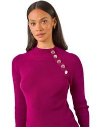 D.u.s.k - High Neck Button Shoulder Jumper - Lyst