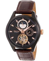 Heritor - Sebastian Semi-Skeleton Leather-Band Watch - Lyst