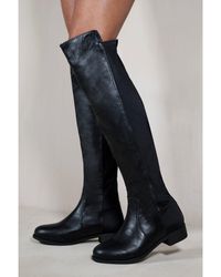 Where's That From - Diem Over The Knee Pull On Boots With Low Heel - Lyst