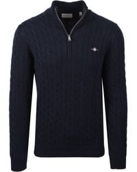 GANT - Cotton Cable Half Zip Knitwear Evening - Lyst