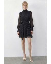 Bianco Lucci - Polka Dot Half Turtleneck Mini Dress With Belt - Lyst