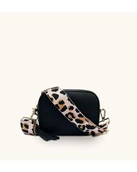 Apatchy London - Leather Crossbody Bag With Pale Leopard Strap - Lyst