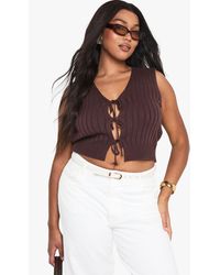 Boohoo - Plus Knitted Tie Detail Waistcoat - Lyst