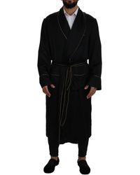Dolce & Gabbana - Black 100% Silk Robe Coat Wrap Jacket - Lyst