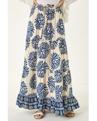 Roman - Mono Print Tiered Maxi Skirt - Lyst