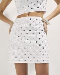 River Island - Mini Beach Skirt Embellished Zip Cotton - Lyst