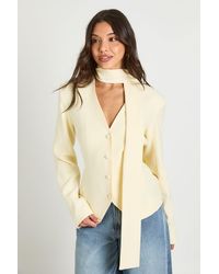 Boohoo - Scarf V-Neck Fitted Blazer - Lyst