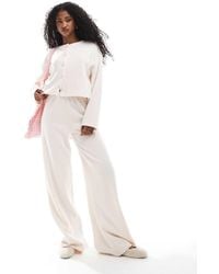 Miss Selfridge - Soft Rib Wide Leg Trouser - Lyst