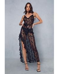 MissPap - Lace Frill Detail Strappy Maxi Dress - Lyst