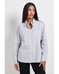 Wallis - Petite Stripe Pocket Side Tape Shirt - Lyst
