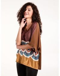 Blue Vanilla - Satin Viscose Back Print Blouse - Lyst