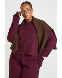 Boohoo - Plus Button Front Knitted Soft Rib Top - Lyst