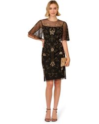 Adrianna Papell - Studio Beaded Illusion Neck Dress - Lyst