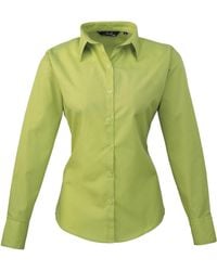 PREMIER - Ladies Poplin Long-Sleeved Blouse (Lime) - Lyst