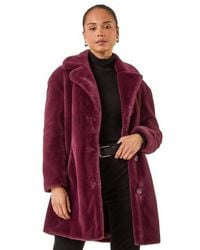 Roman - Petite Longline Pocket Fur Coat - Lyst