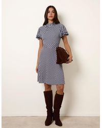 Blue Vanilla - High Neck Angel Sleeve Mini Dress - Lyst