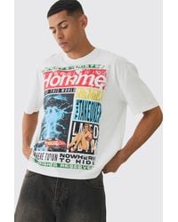 BoohooMAN - Oversized Boxy Homme Magazine Graphic T-shirt - Lyst
