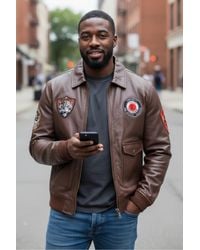 Infinity Leather - Flying Bomber Aviator Collar Jacket - Lyst
