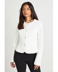 Boohoo - Premium Linen Look Button Blazer - Lyst
