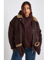 Boohoo - Plus Teddy Trim Detail Oversized Jacket - Lyst