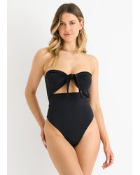 Gini London - Front Tie Bandeau Swimsuit - Lyst