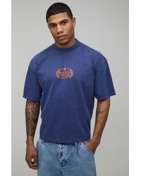 BoohooMAN - Washed Oversized Boxy Sporty Print T-Shirt - Lyst