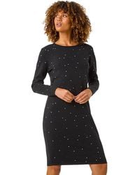 Roman - Hotfix Embellished Knitted Dress - Lyst