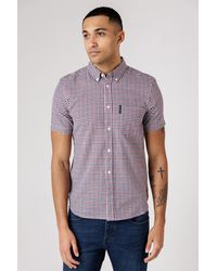 French Connection - Cotton Short Sleeve Gingham Chest Pocket Shirt - Lyst