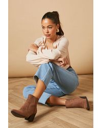 Oasis - Sorrel Faux Suede Western Ankle Boots - Lyst
