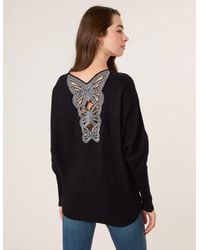 Blue Vanilla - Batwing Jumper With Back Diamante Detailing - Lyst