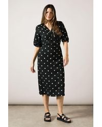 Wallis - Spot Print Jersey Twist Front Midaxi Dress - Lyst