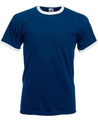 Fruit Of The Loom - Ringer T-shirt Met Korte Mouwen (marine/ Wit) - Lyst